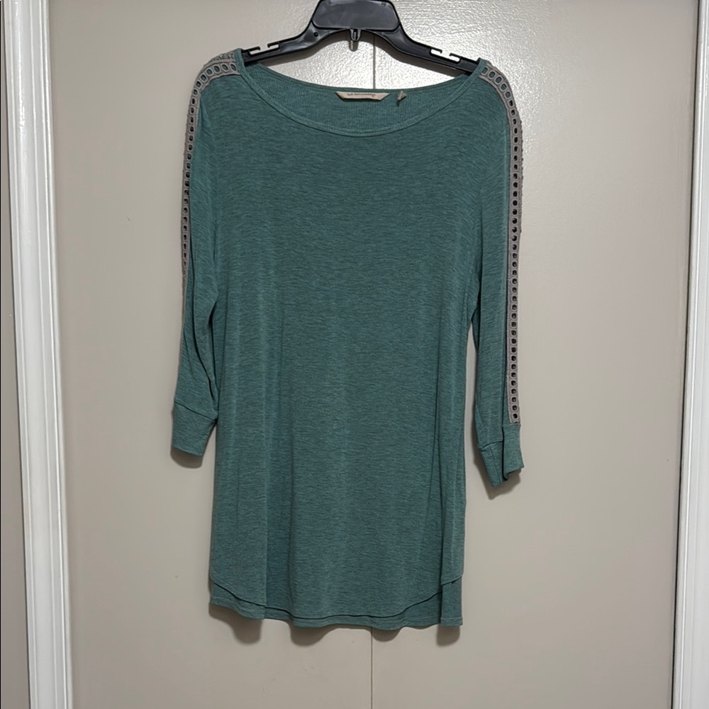 Soft Surroundings Teal 3/4 Sleeve Relaxed Blouse